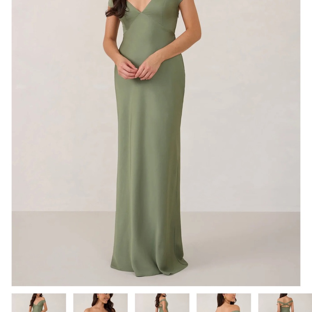 Park & Fifth Green V-Neck Gown for Weddings